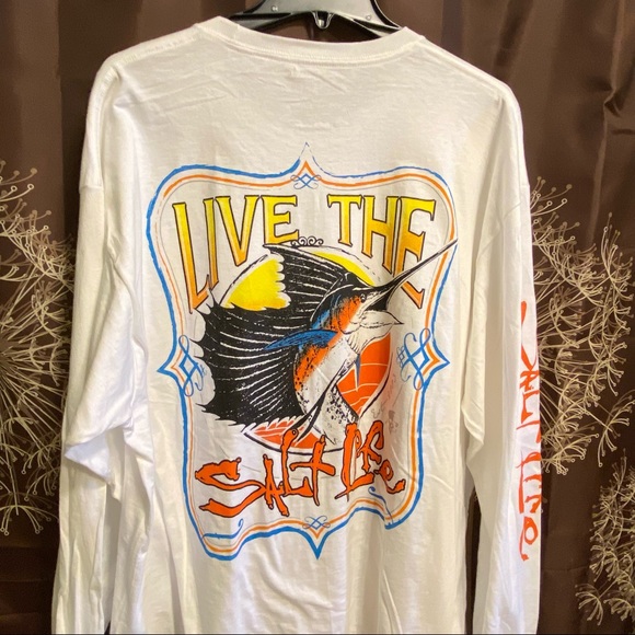 Salt Life Other - NEW NWT SALT LIFE White long sleeve Mens Shirt Tee T-shirt XL SAILFISH